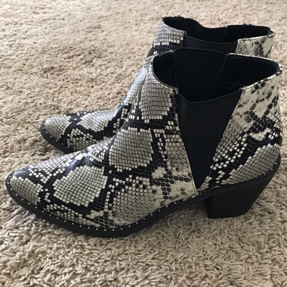 Snakeskin booties